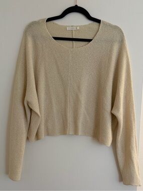 Lush Cream Crewneck Cropped Knit Sweater